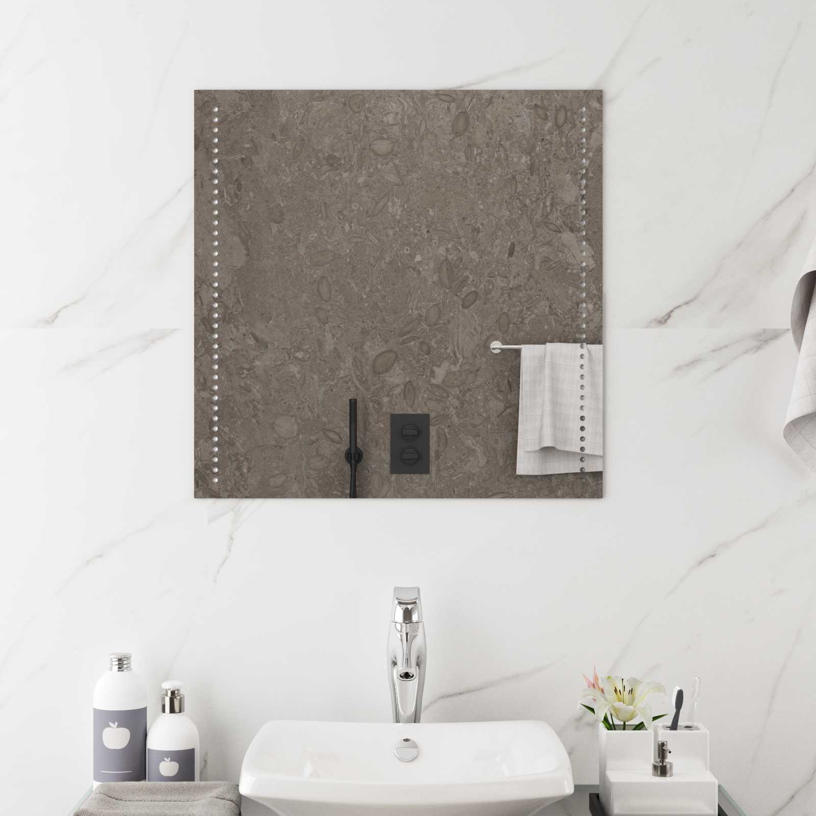 LED Badrumsspegel med spegel Transparent 60 x 60 cm härdat glas