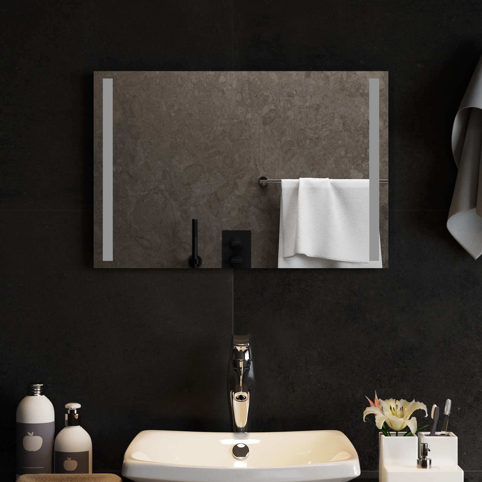 LED Badrumsspegel med spegel Transparent 60 x 40 cm härdat glas