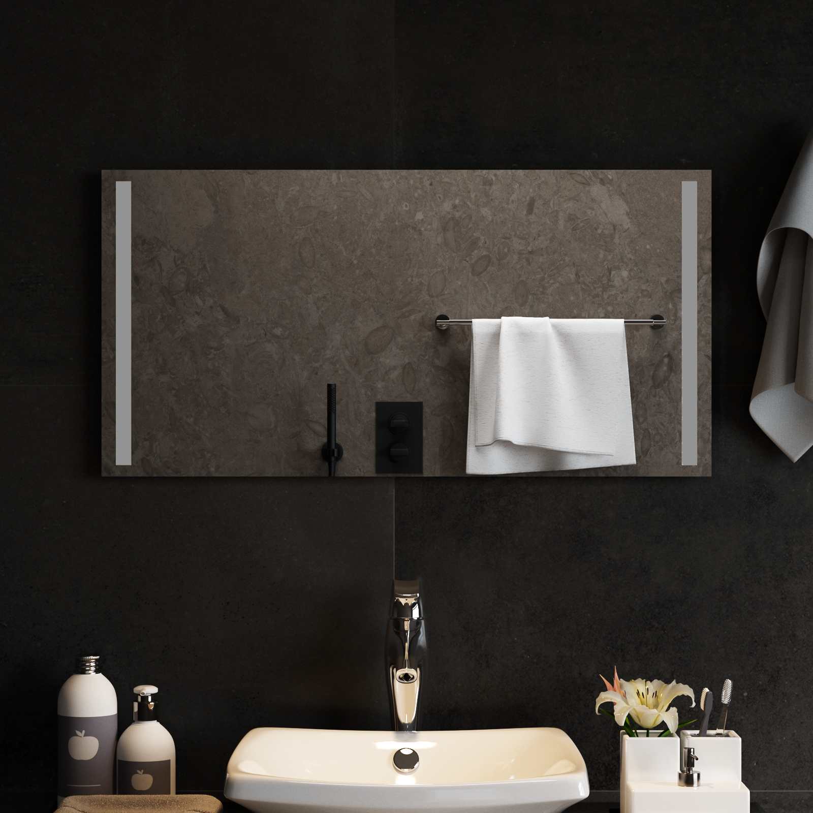 LED Badrumsspegel med spegel Transparent 80 x 40 cm härdat glas