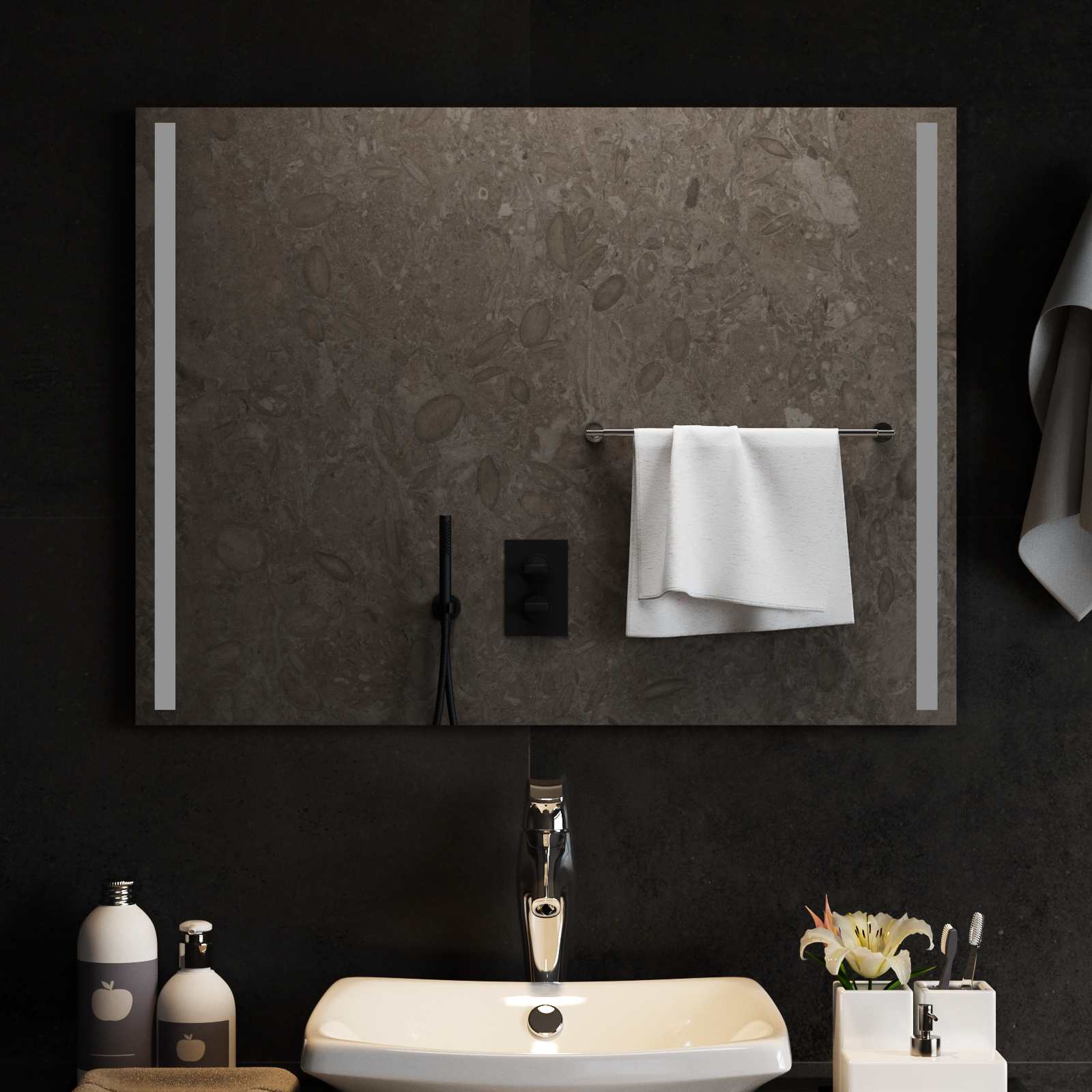 LED Badrumsspegel med spegel Transparent 80 x 60 cm härdat glas