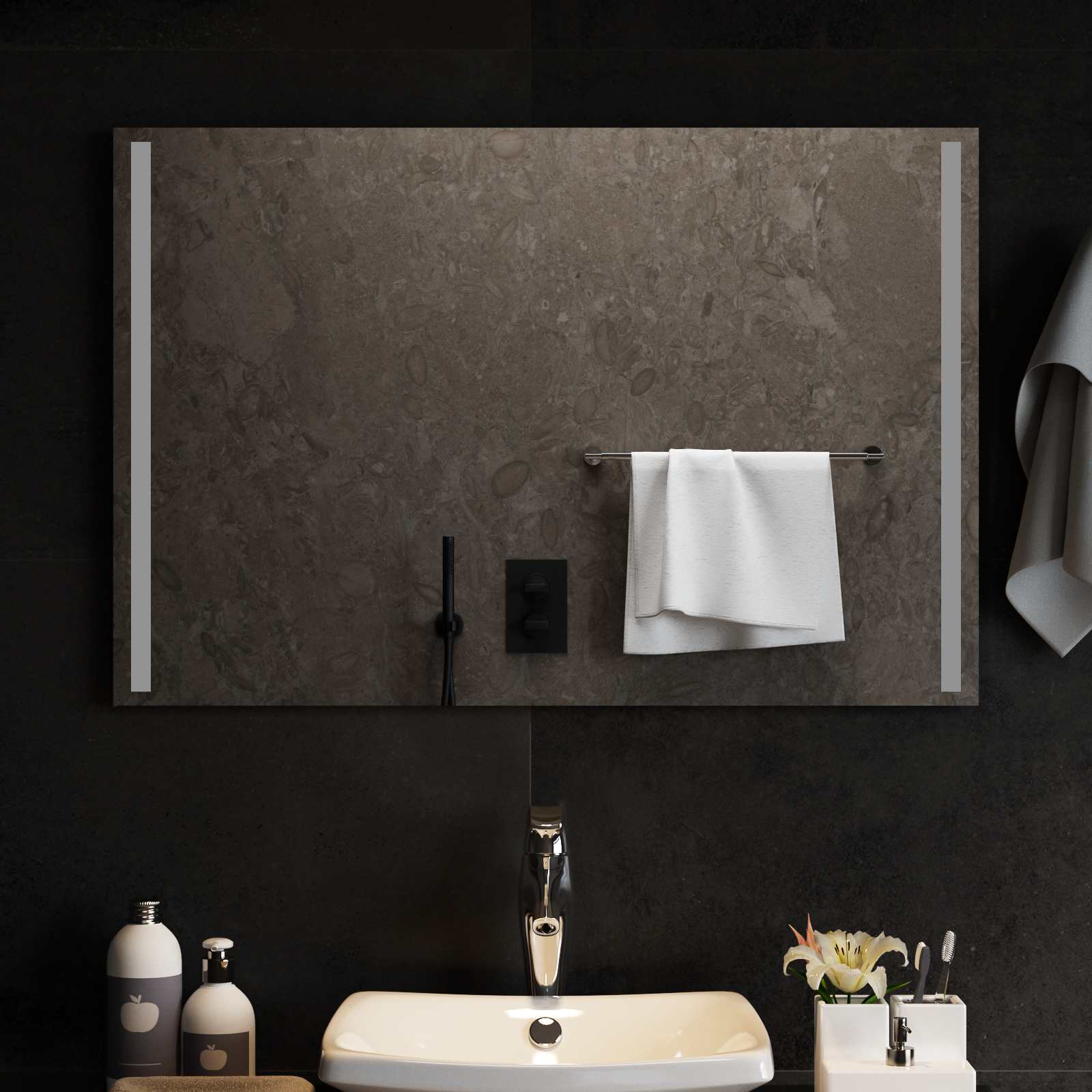 LED Badrumsspegel med spegel Transparent 90 x 60 cm härdat glas