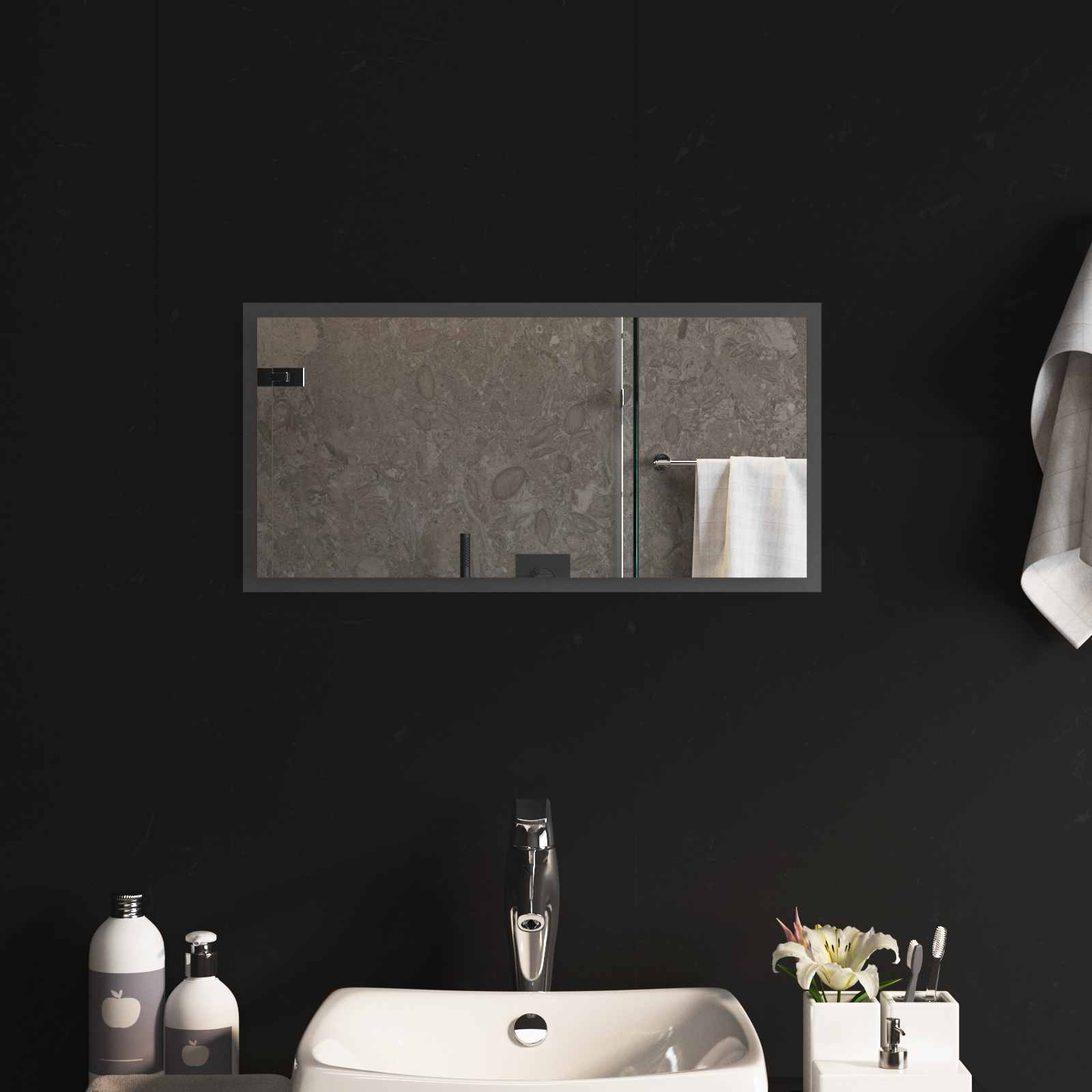 LED Badrumsspegel med spegel Transparent 60 x 30 cm härdat glas