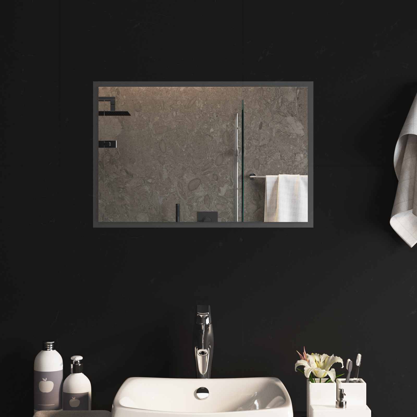 LED Badrumsspegel med spegel Transparent 60 x 40 cm härdat glas