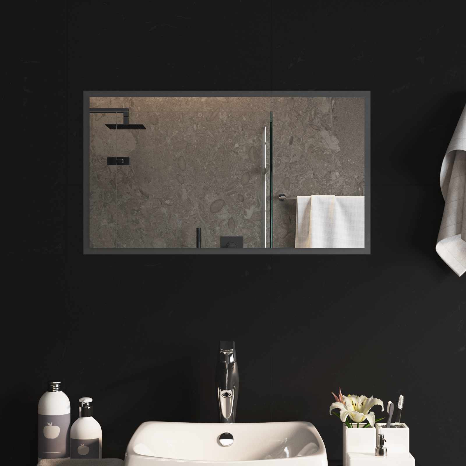 LED Badrumsspegel med spegel Transparent 70 x 40 cm härdat glas