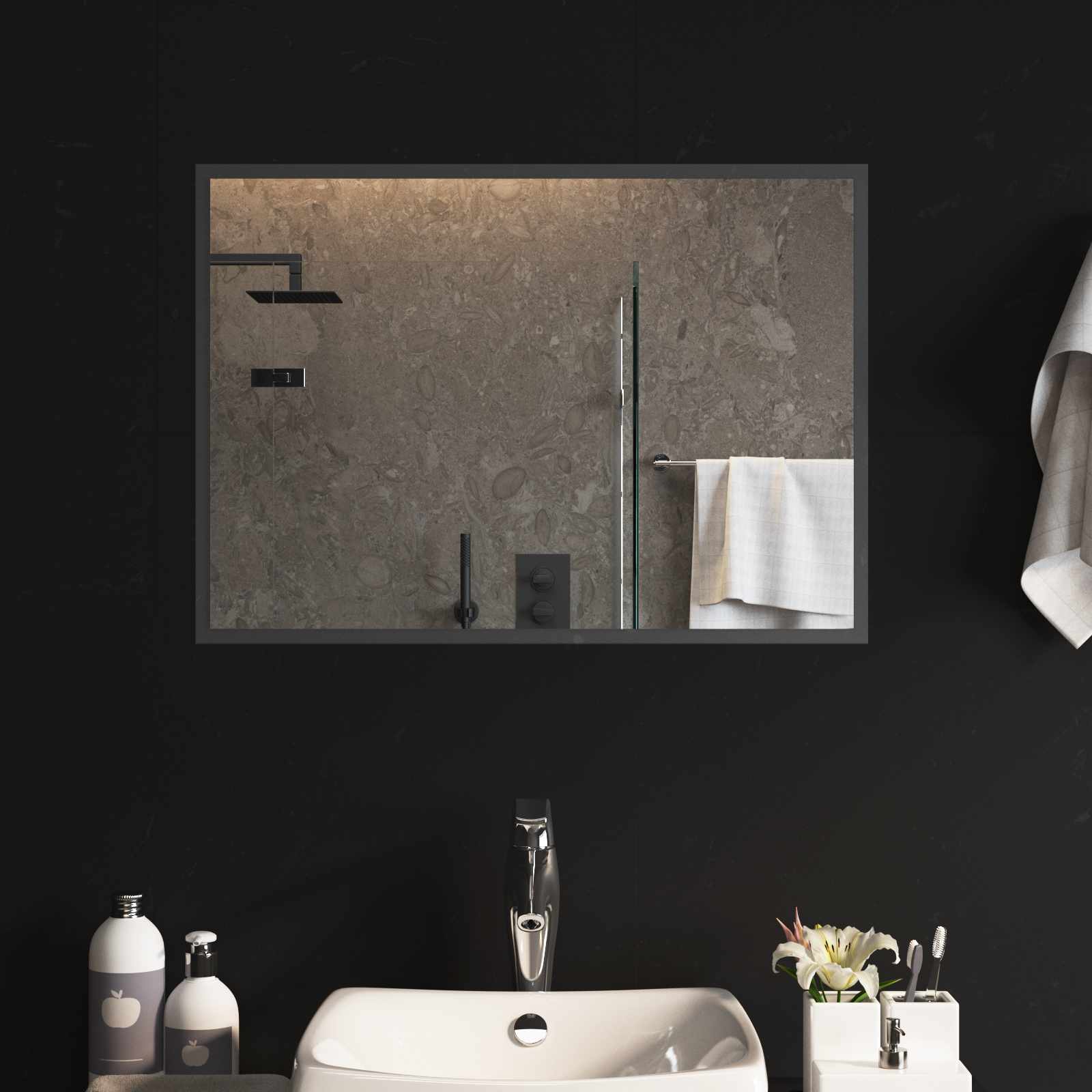 LED Badrumsspegel med spegel Transparent 70 x 50 cm härdat glas