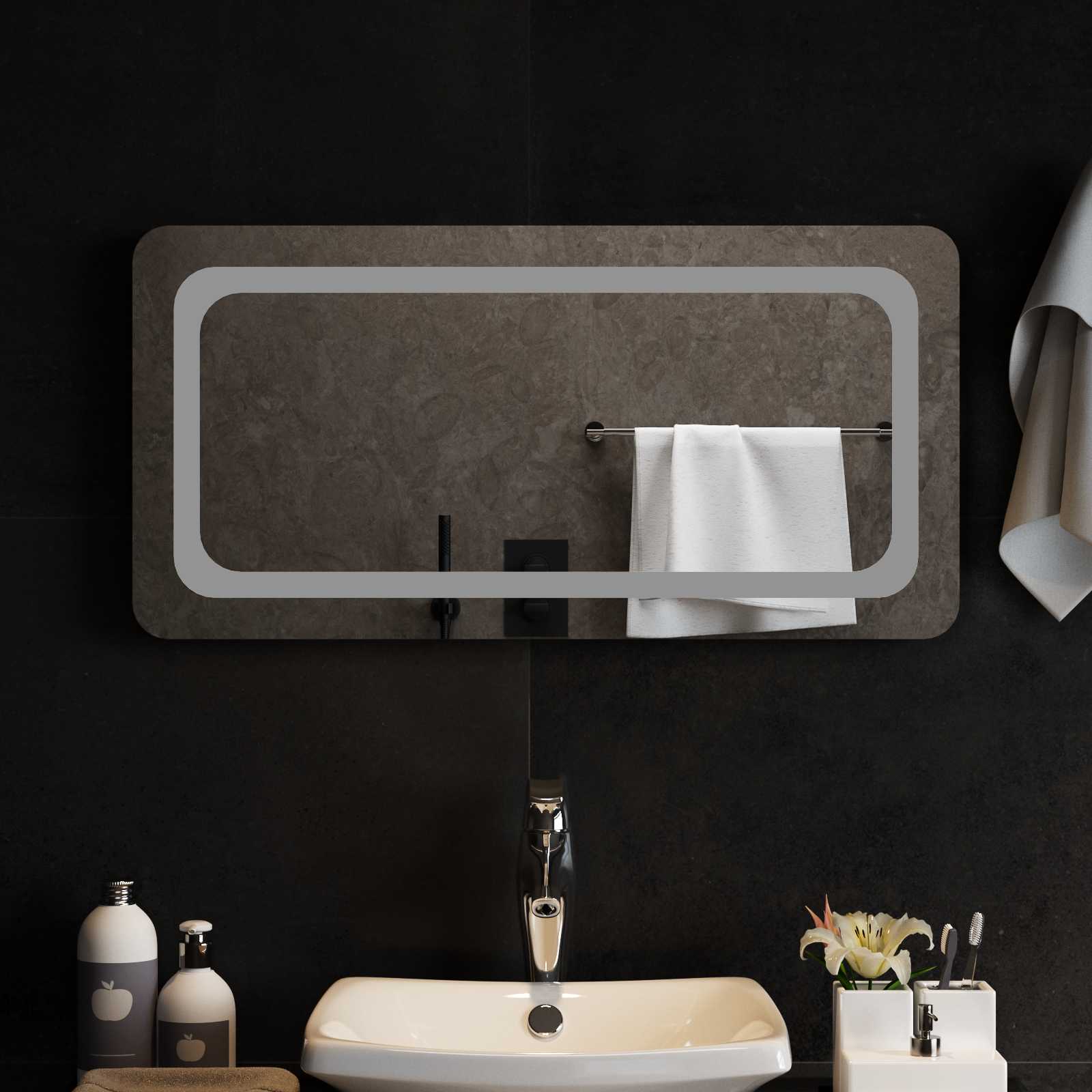 LED Badrumsspegel med spegel Transparent 80 x 40 cm härdat glas