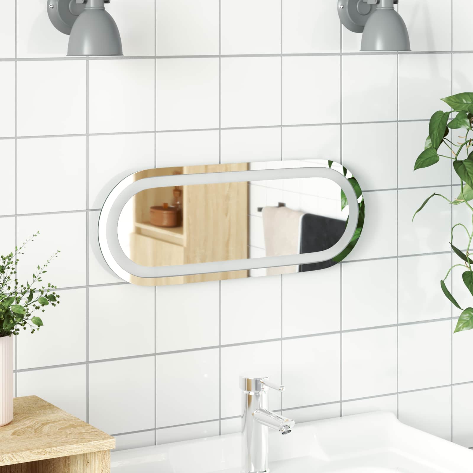 LED Badrumsspegel med spegel Transparent 40 x 15 cm härdat glas