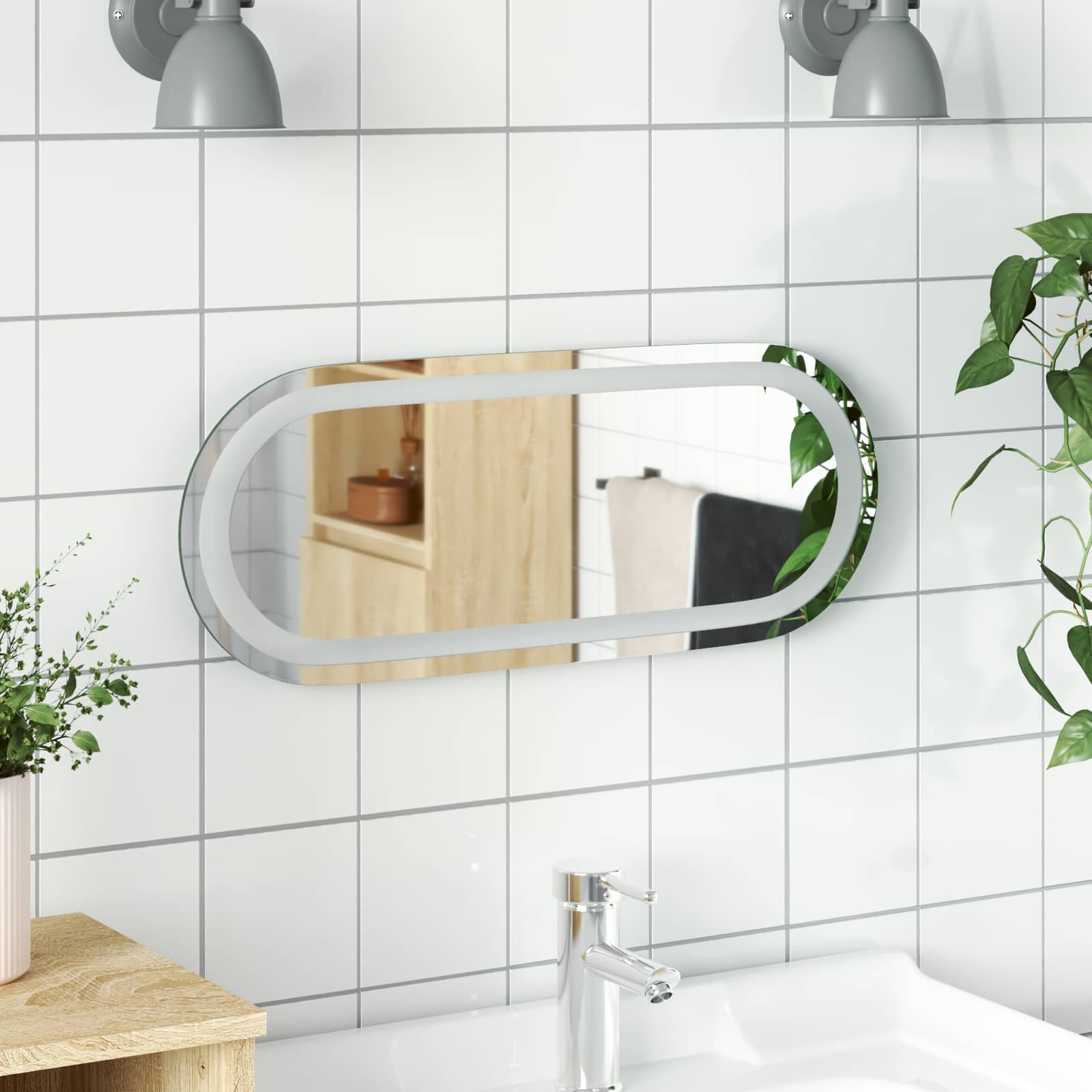 LED Badrumsspegel med spegel Transparent 50 x 20 cm härdat glas