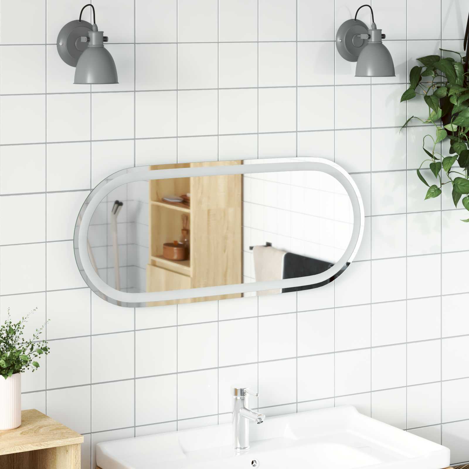 LED Badrumsspegel med spegel Transparent 80 x 35 cm härdat glas