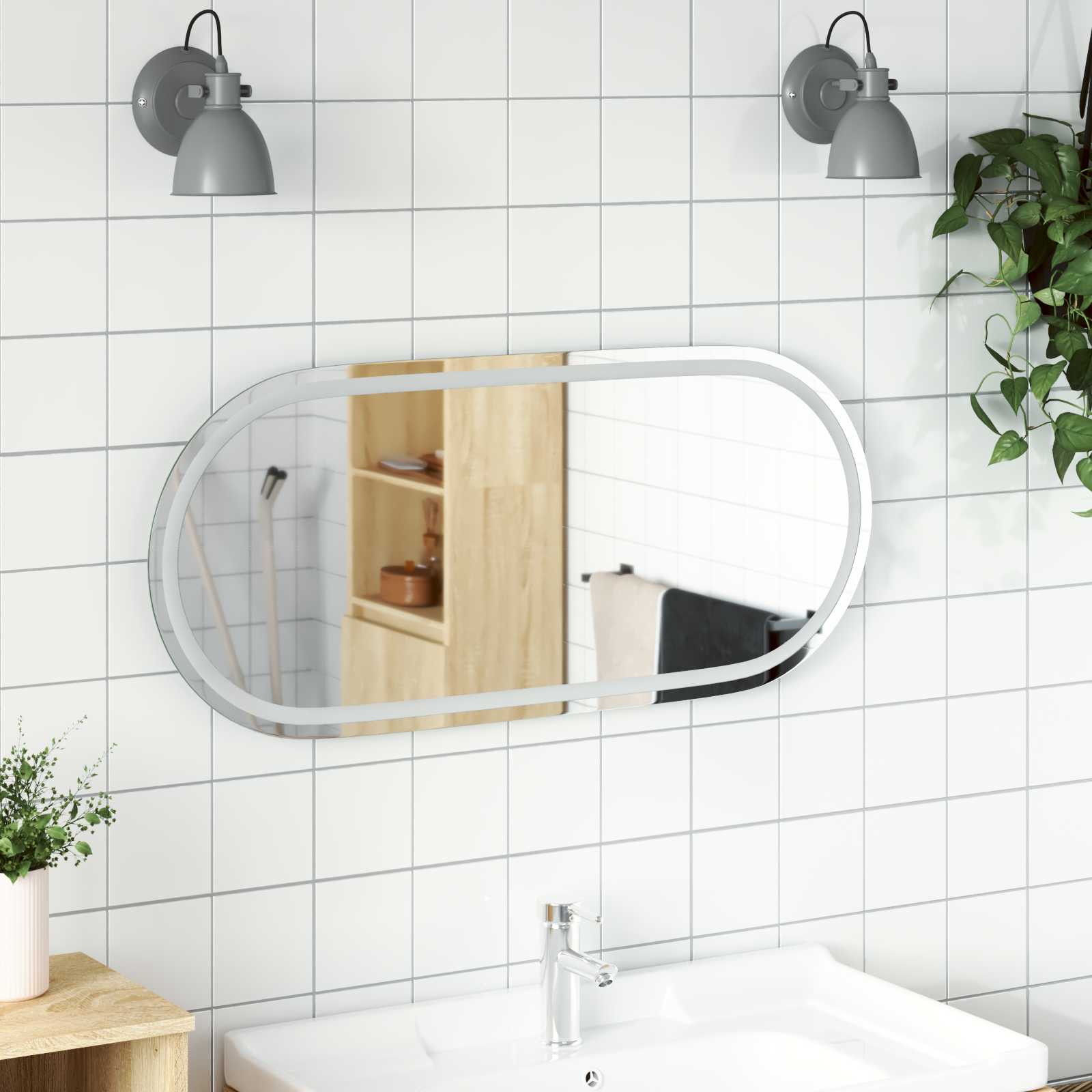 LED Badrumsspegel Transparent 100 x 45 cm härdat glas