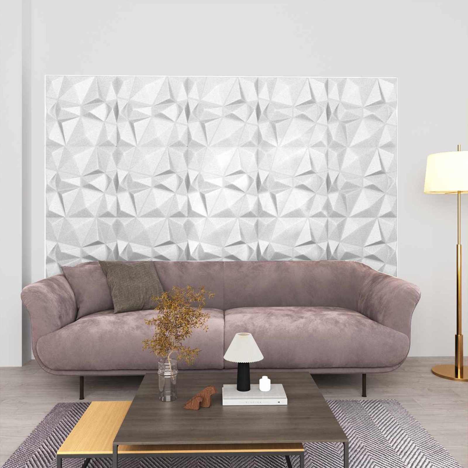 Väggpaneler 24 st 50 x 50 cm Diamond Vit XPS Skum