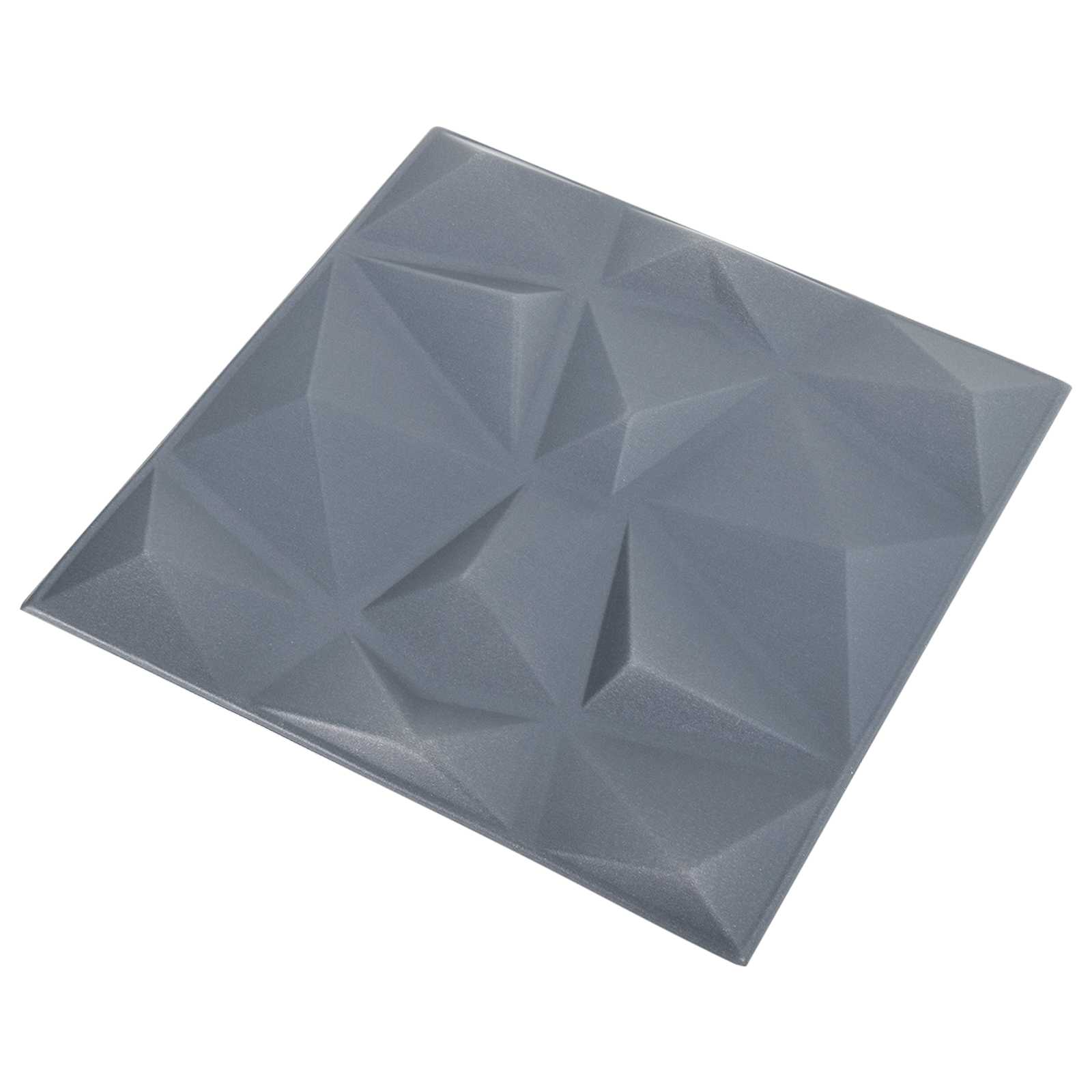 Väggpaneler 24 st 50 x 50 cm Diamond Grå XPS Skum