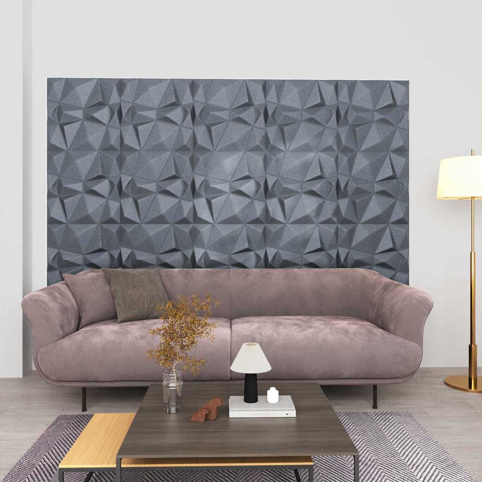 Väggpaneler 48 st 50 x 50 cm Diamond Grå XPS Skum