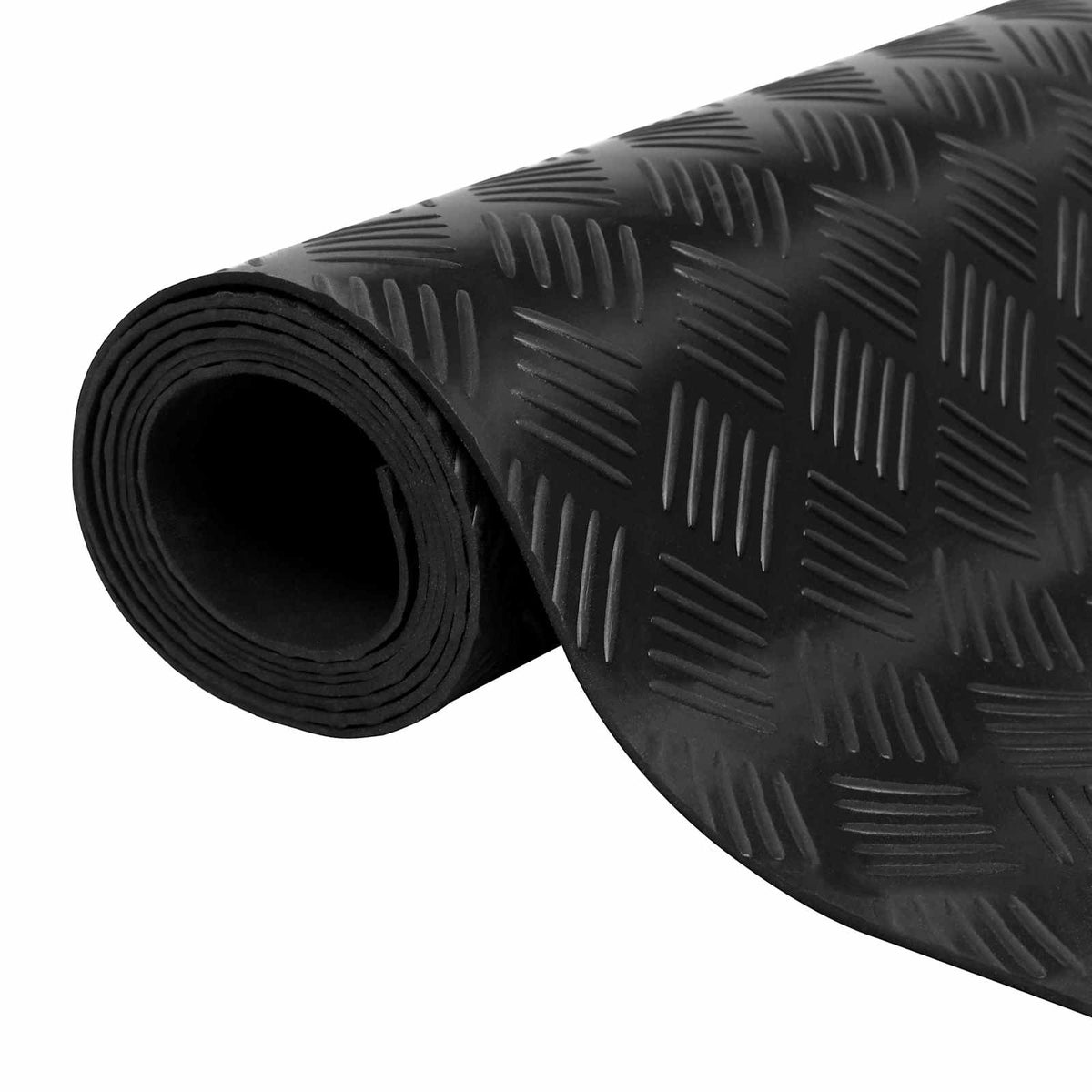 Golvmatta med durkmönster Svart 1 x 5 m Gummi