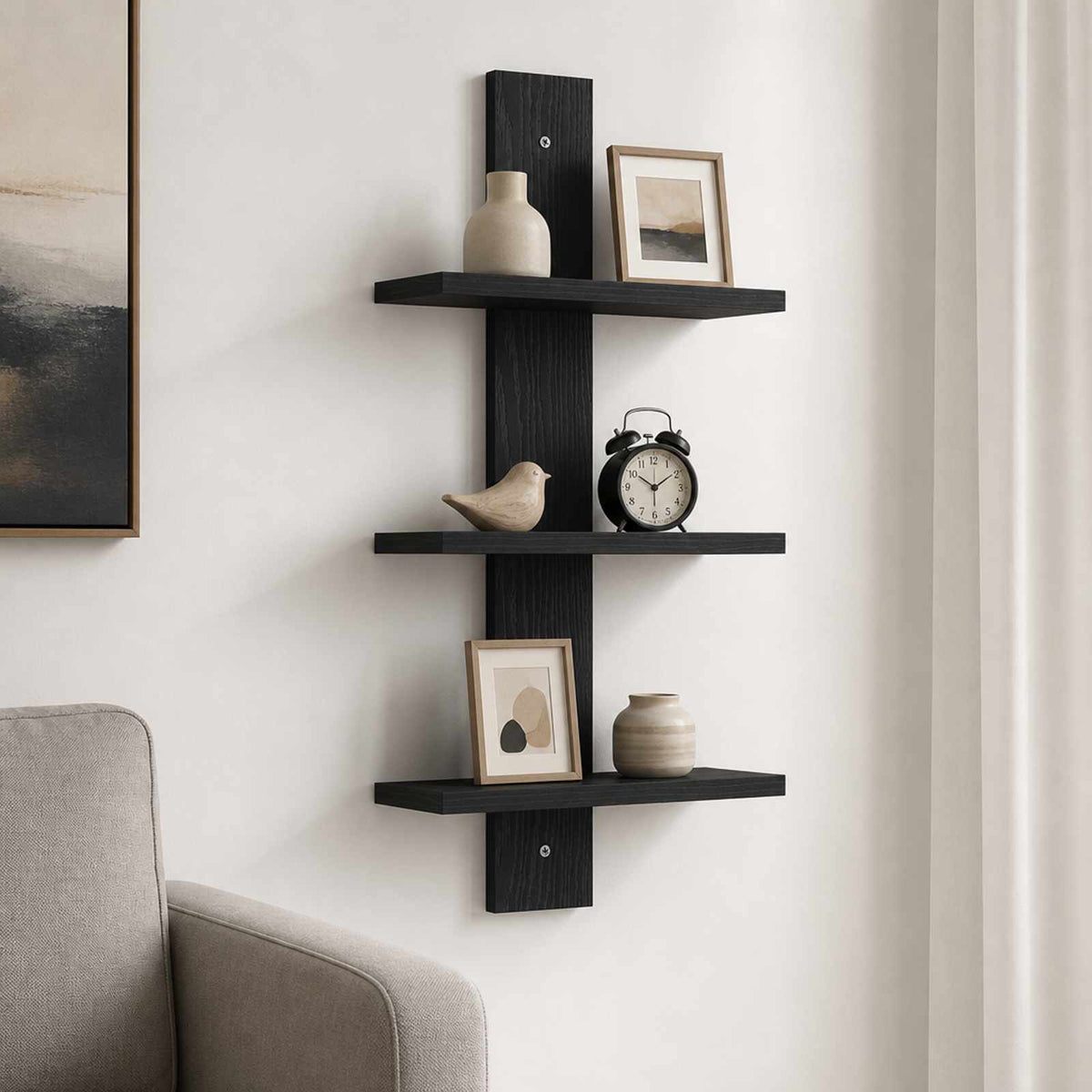 Vägghylla Svart ek 30 x 13,5 x 64,5 cm Konstruerat trä