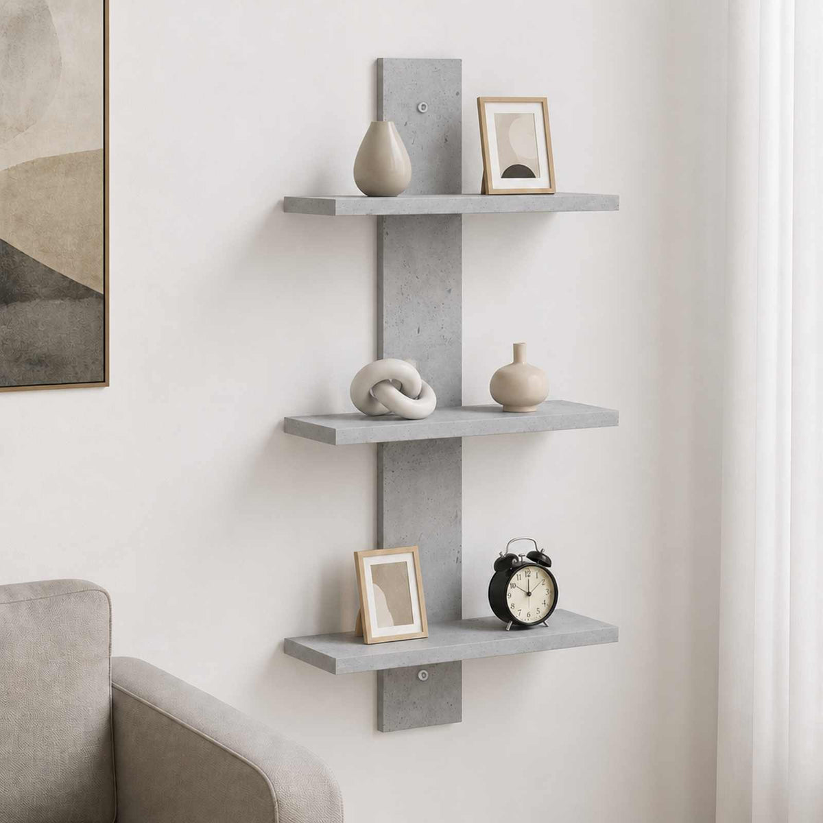 Vägghylla Betonggrå 30 x 13.5 x 64.5 cm Konstruerat trä