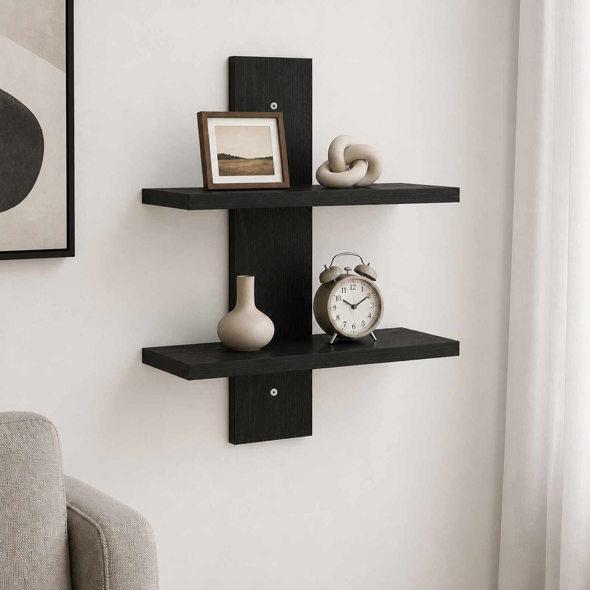 Vägghylla Svart ek 30 x 13,5 x 43 cm Konstruerat trä