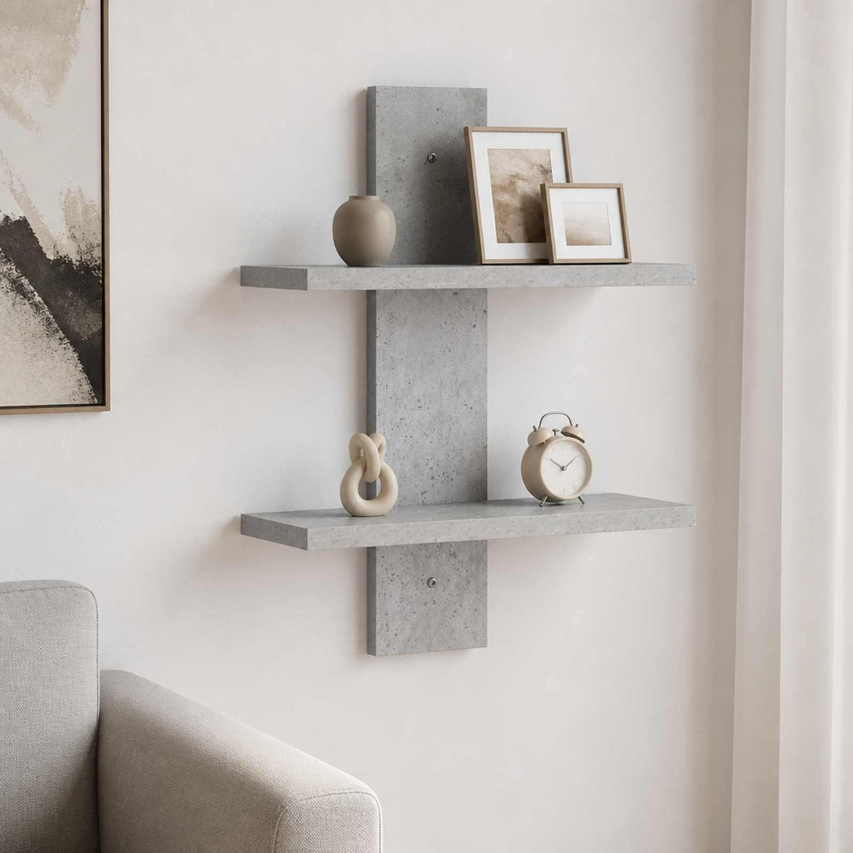 Vägghylla Betonggrå 30 x 13,5 x 43 cm Konstruerat trä
