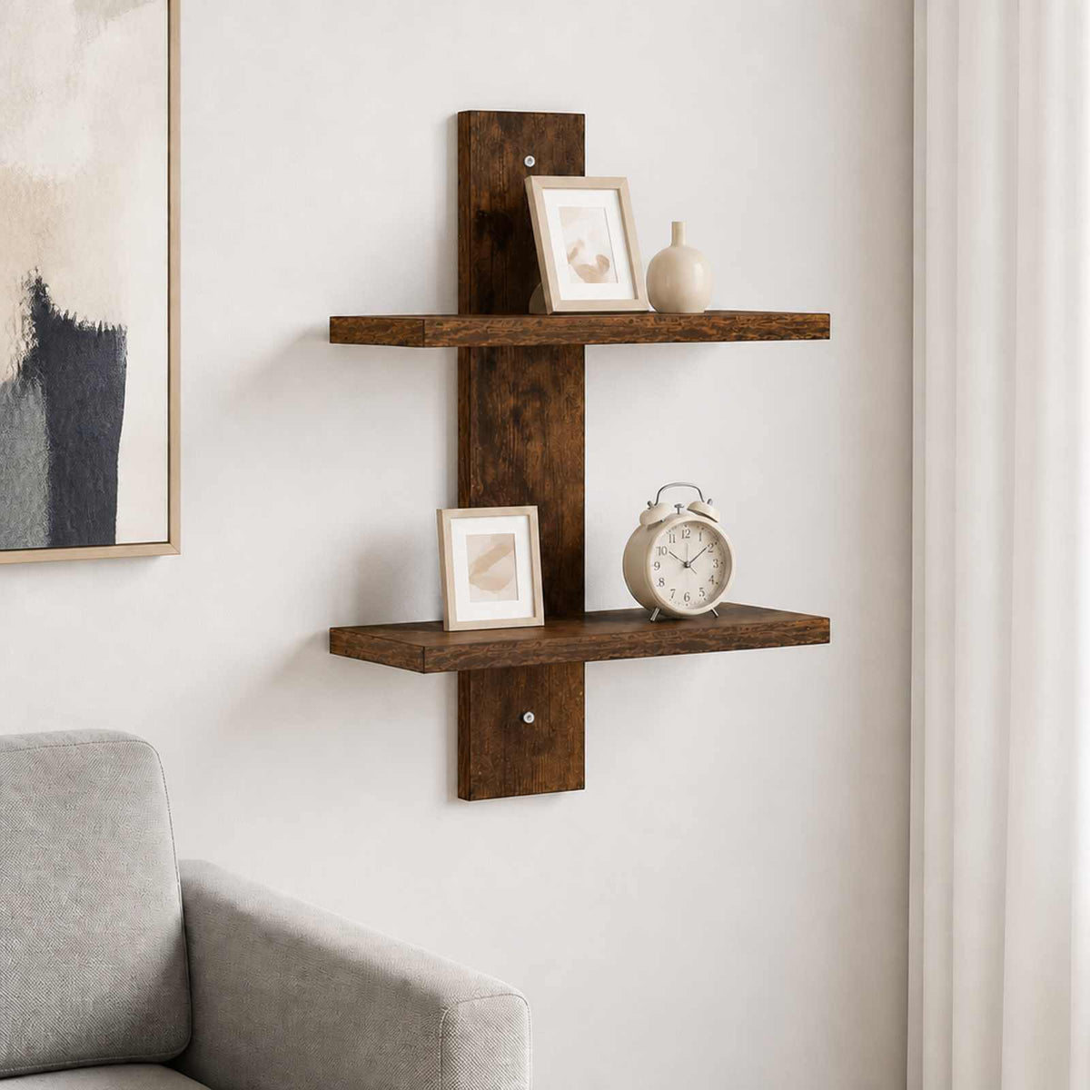Vägghylla Rökt ek 30 x 13.5 x 43 cm Konstruerat trä