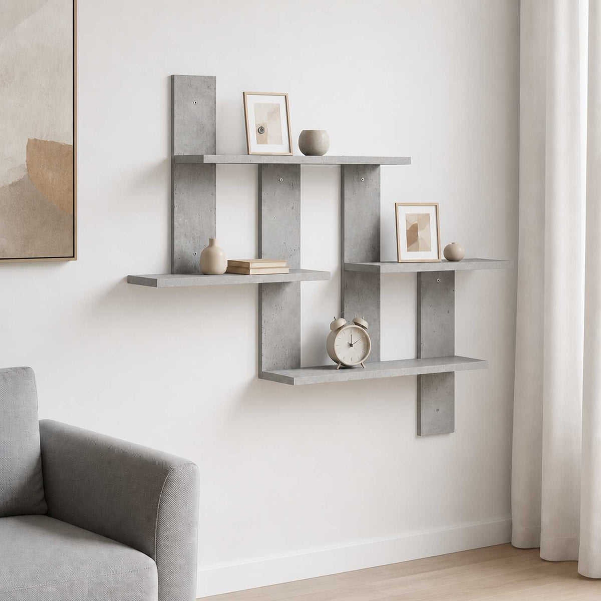 Vägg hylla Betonggrå 85 x 13,5 x 73,5 cm Konstruerat trä