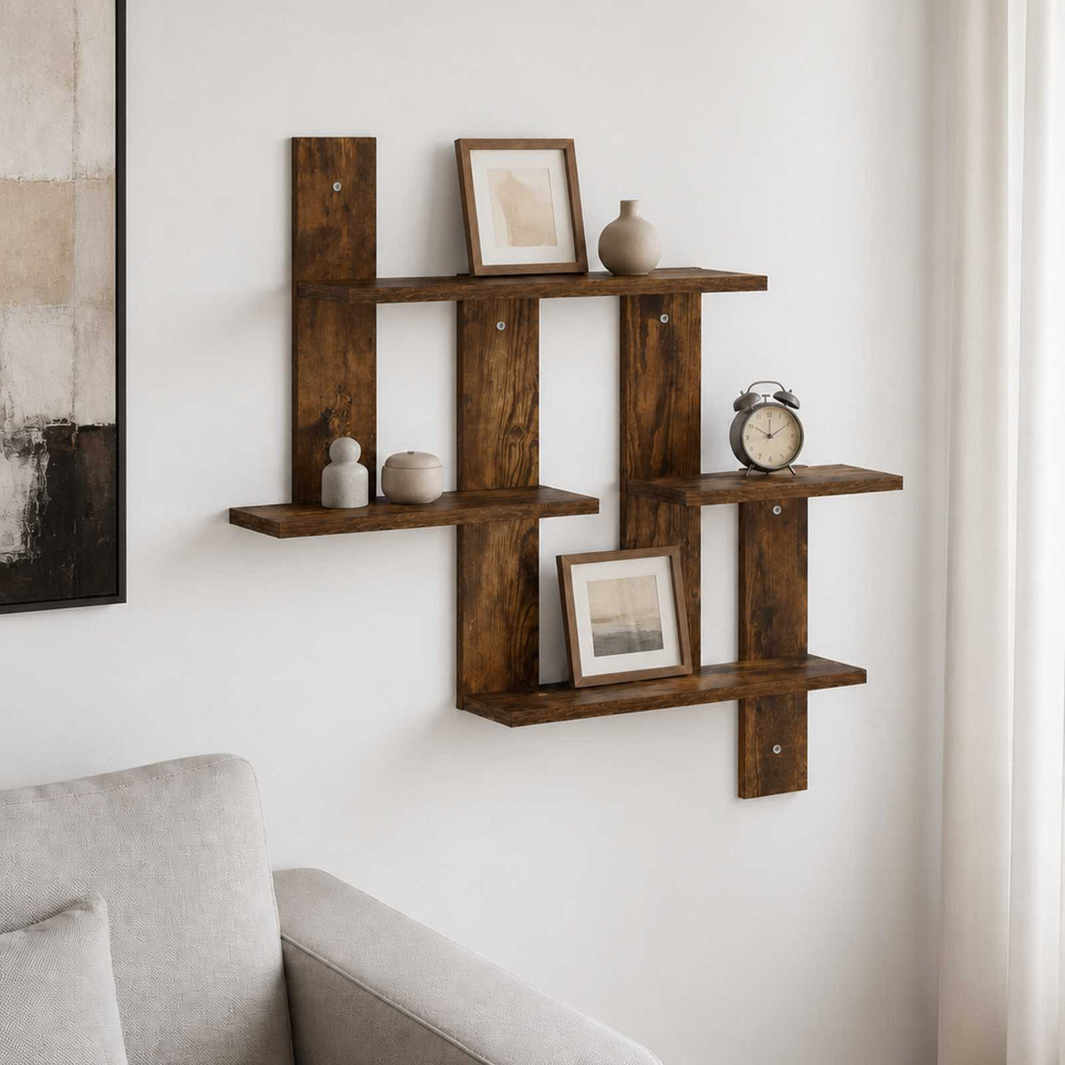 Vägg hylla Rökt ek 85 x 13,5 x 73,5 cm Konstruerat trä