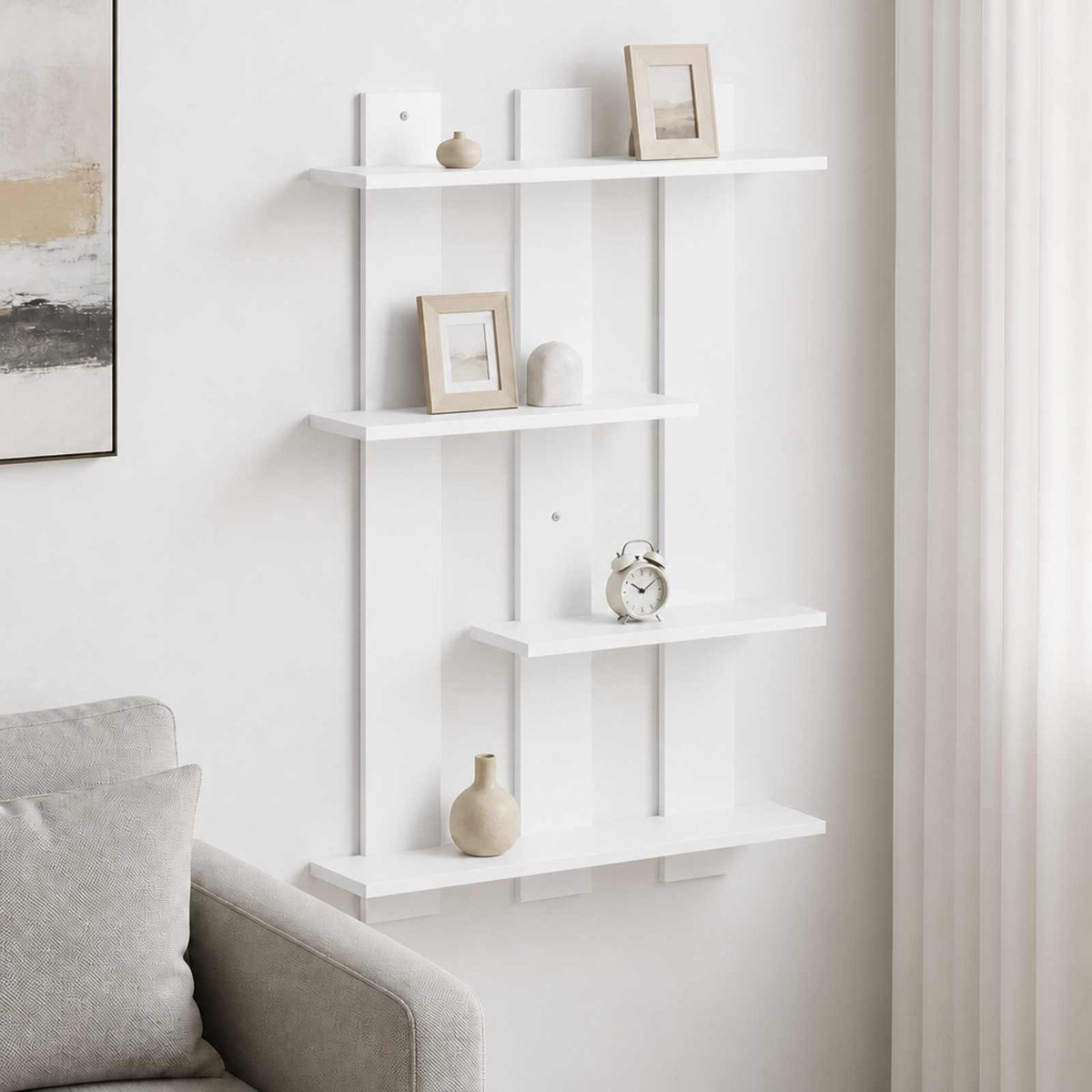 Vägg hylla Vit 61 x 13,5 x 88 cm Konstruerat trä