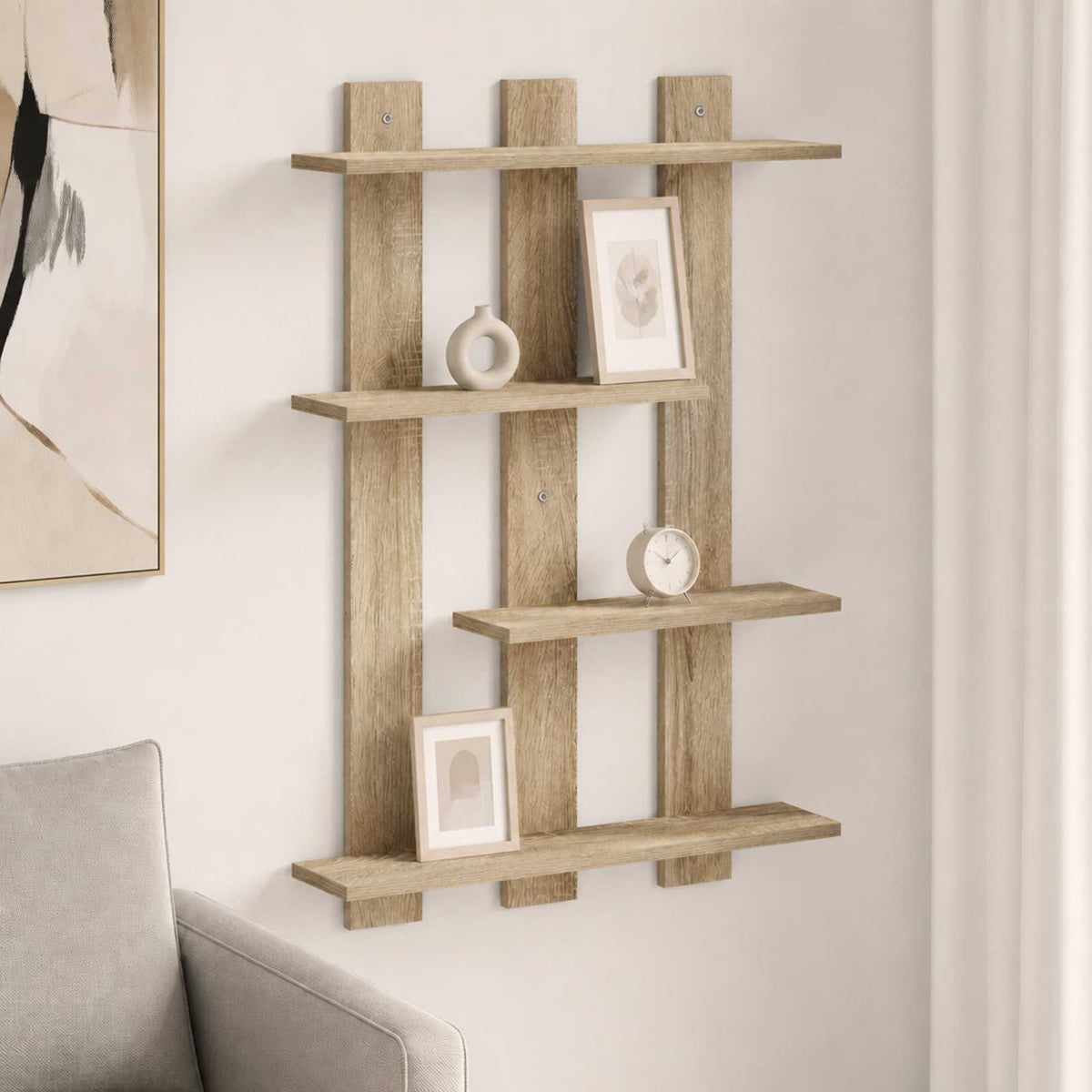 Vägg hylla Sonoma-ek 61 x 13,5 x 88 cm Konstruerat trä