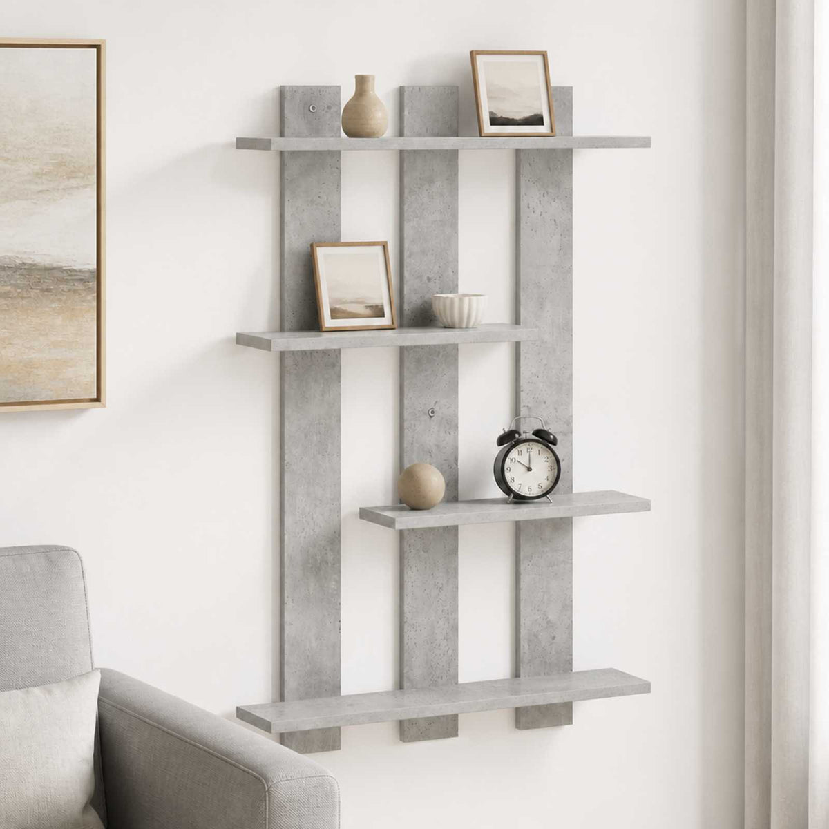 Vägg hylla Betonggrå 61 x 13,5 x 88 cm Konstruerat trä