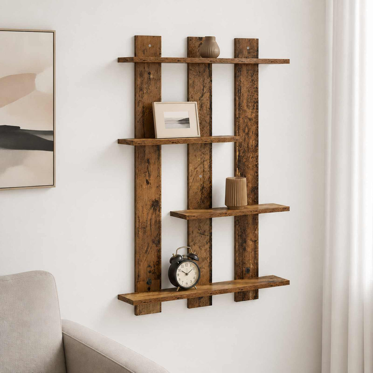 Vägg hylla Gammalt trä 61 x 13,5 x 88 cm Konstruerat trä