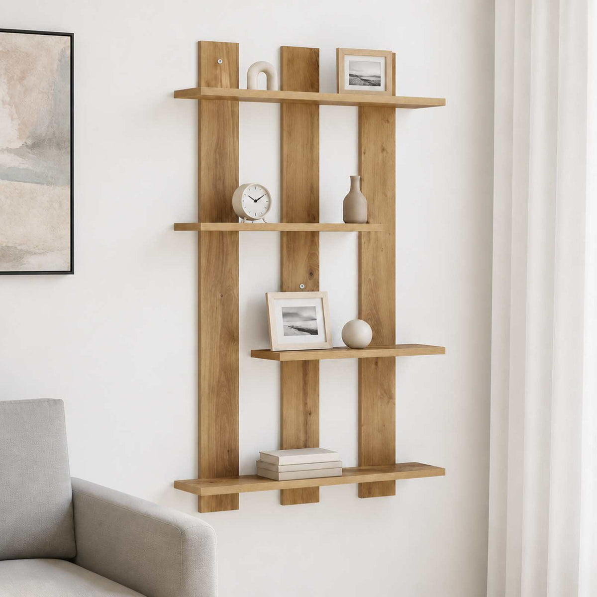 Vägg hylla Artisan-ek 61 x 13,5 x 88 cm Konstruerat trä