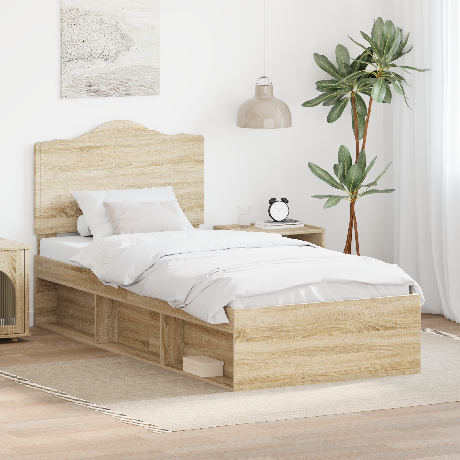 Sängram med huvudgavel Sonoma 90 x 190 cm Massiv furu