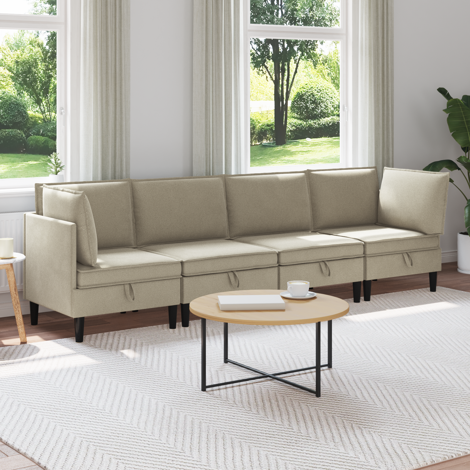 Möbelset för vardagsrummet 4 pcs Sand Tyg