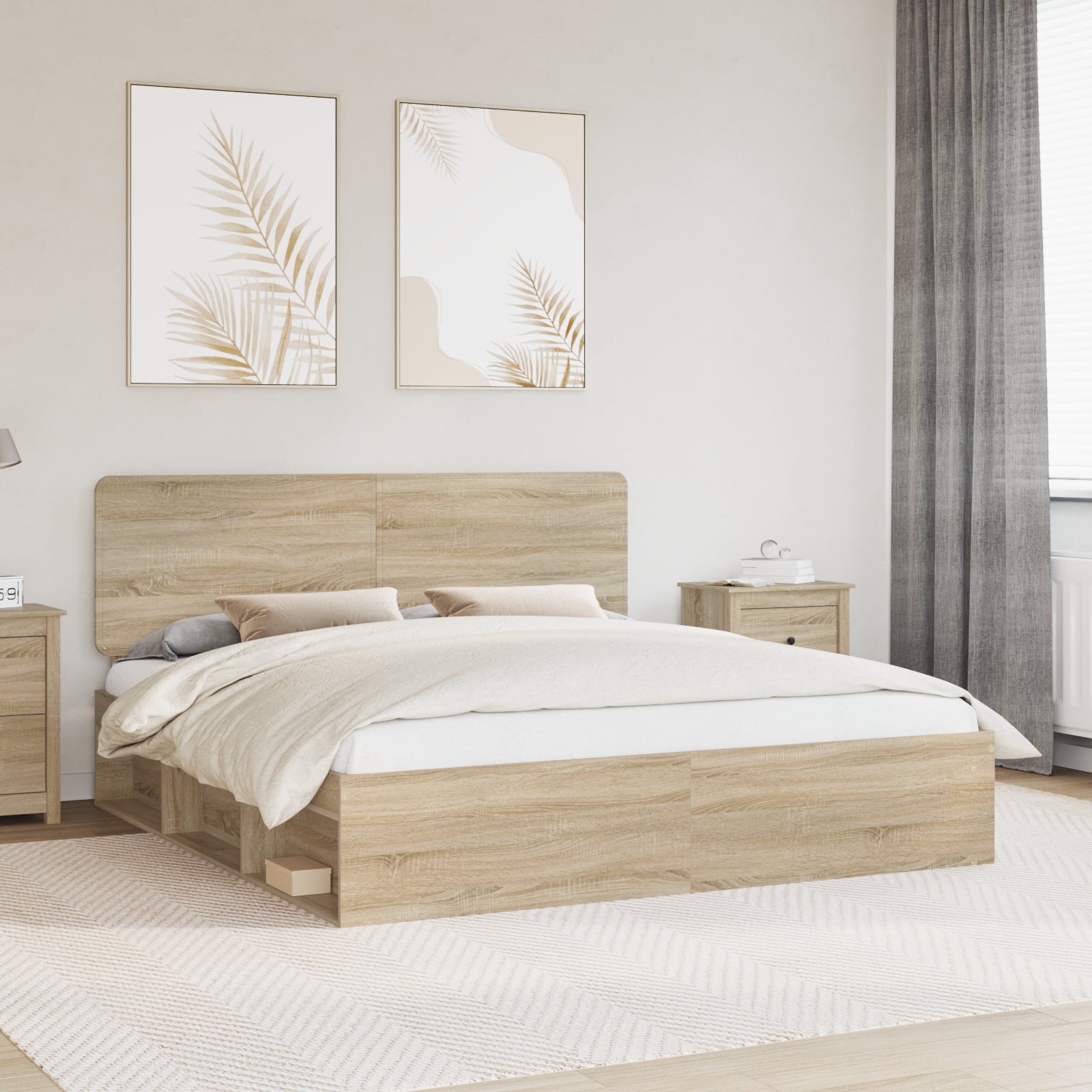 Sängram med huvudgavel Sonoma 200 x 200 cm Massiv furu
