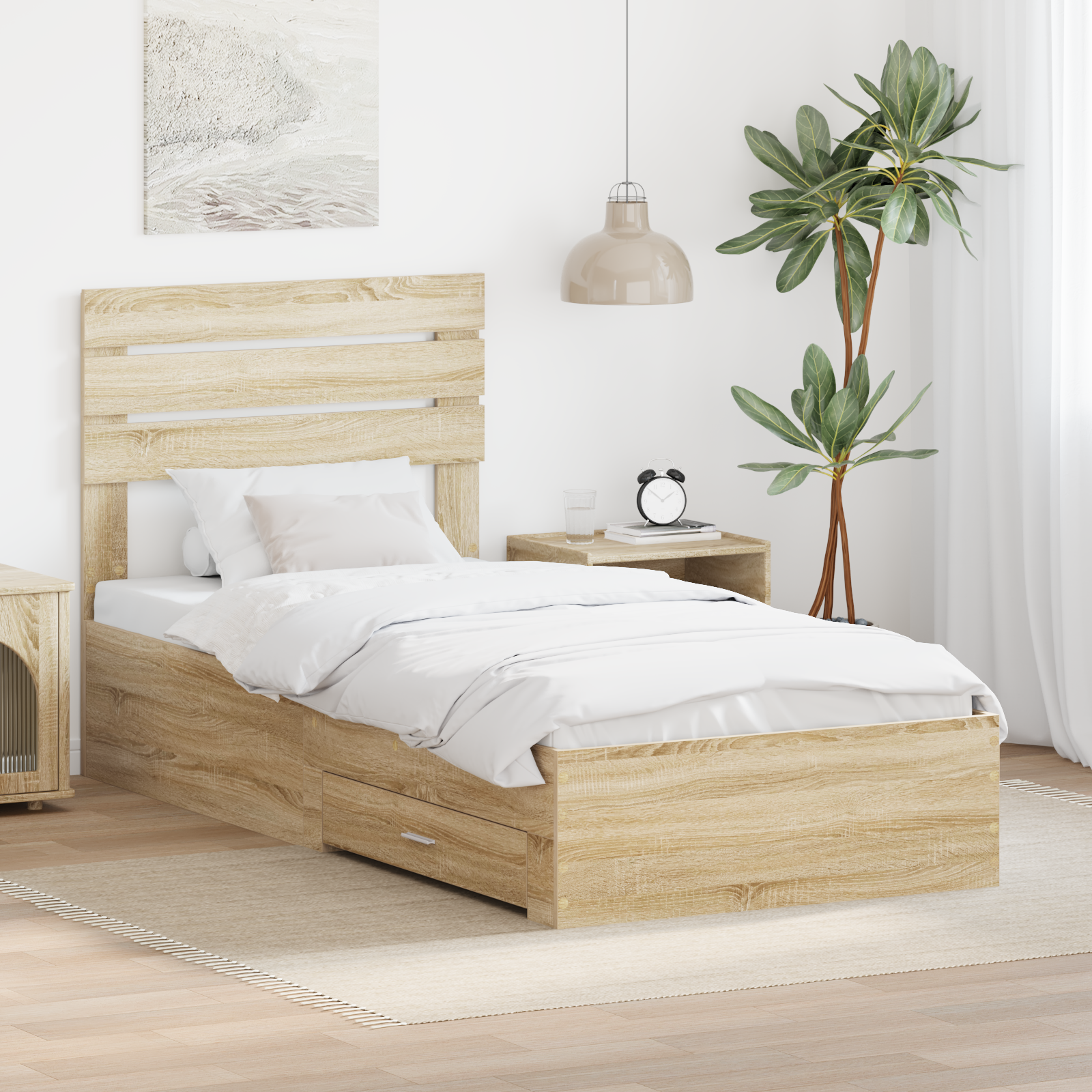 Sängram Sonoma Ek och Silver 75 x 190 cm Konstruerat trä