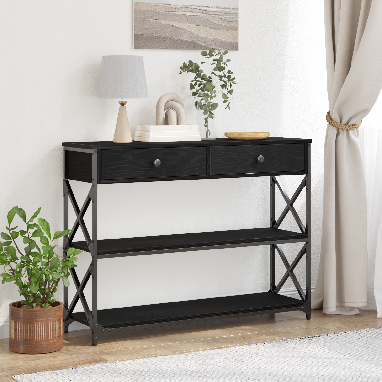 Konsol Bord Svart ek 100 x 28 x 75 cm