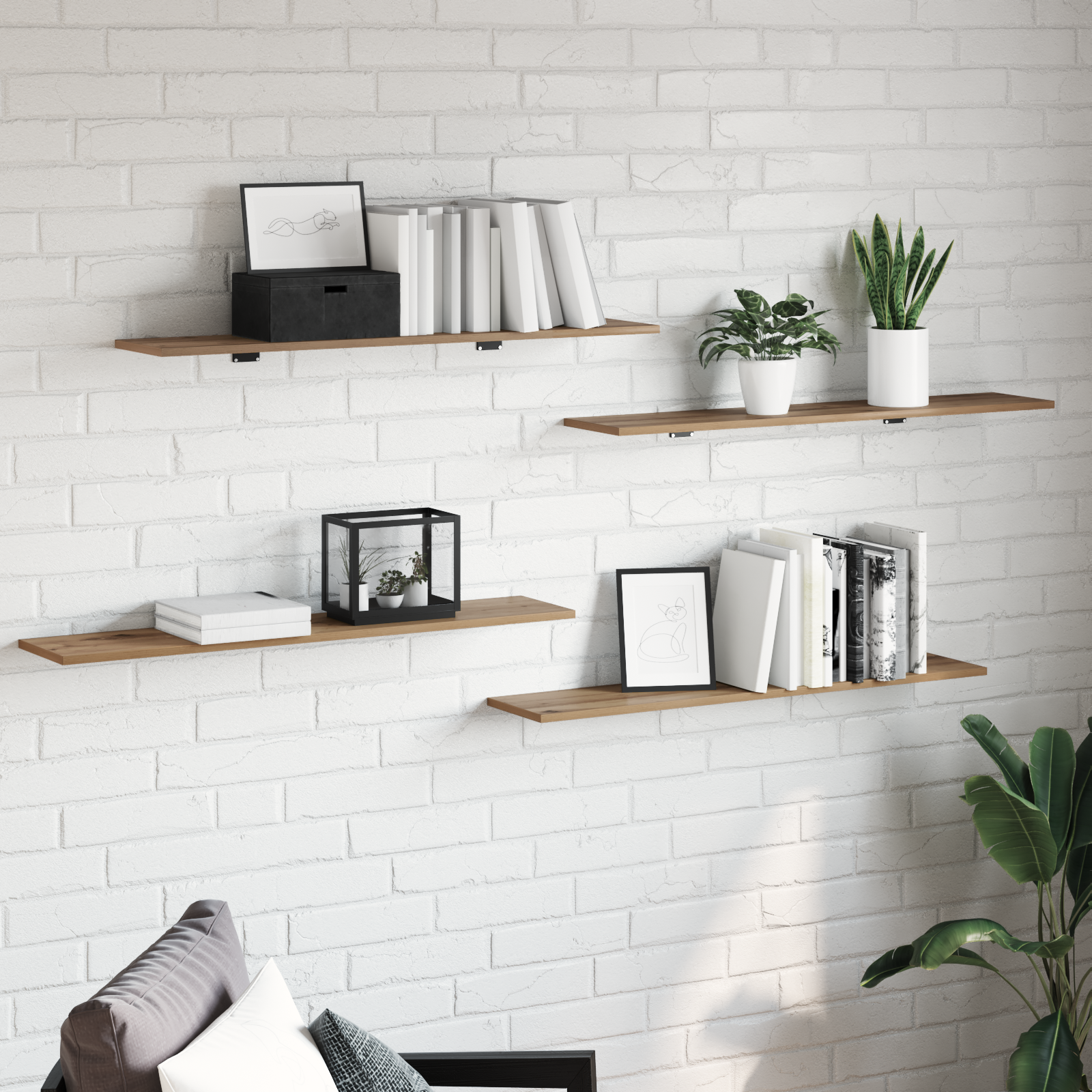 Bokhylla Bräda 3 nivåer 4 pcs 100 x 20 x 1,5 cm Konstruerat trä